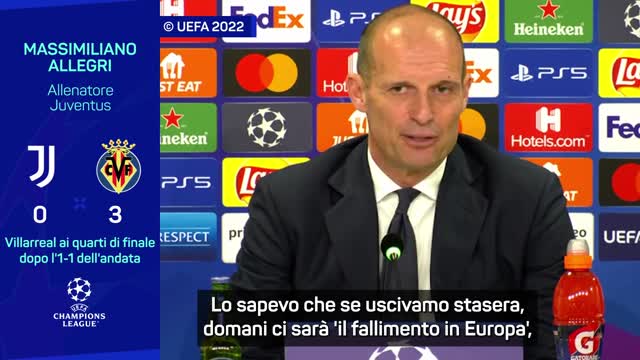 Juve-Villarreal 0-3: Allegri: "Aspettate a farci il funerale"